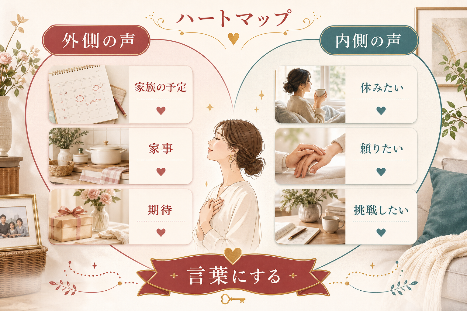 主婦の外側の声と内側の声を分ける心の中マップ
