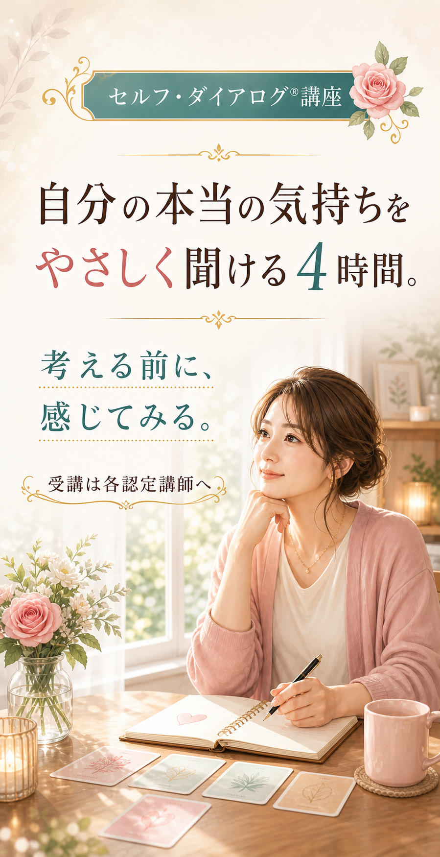 自分の本当の気持ちをやさしく聞ける4時間。考える前に感じてみる。セルフ・ダイアログ講座